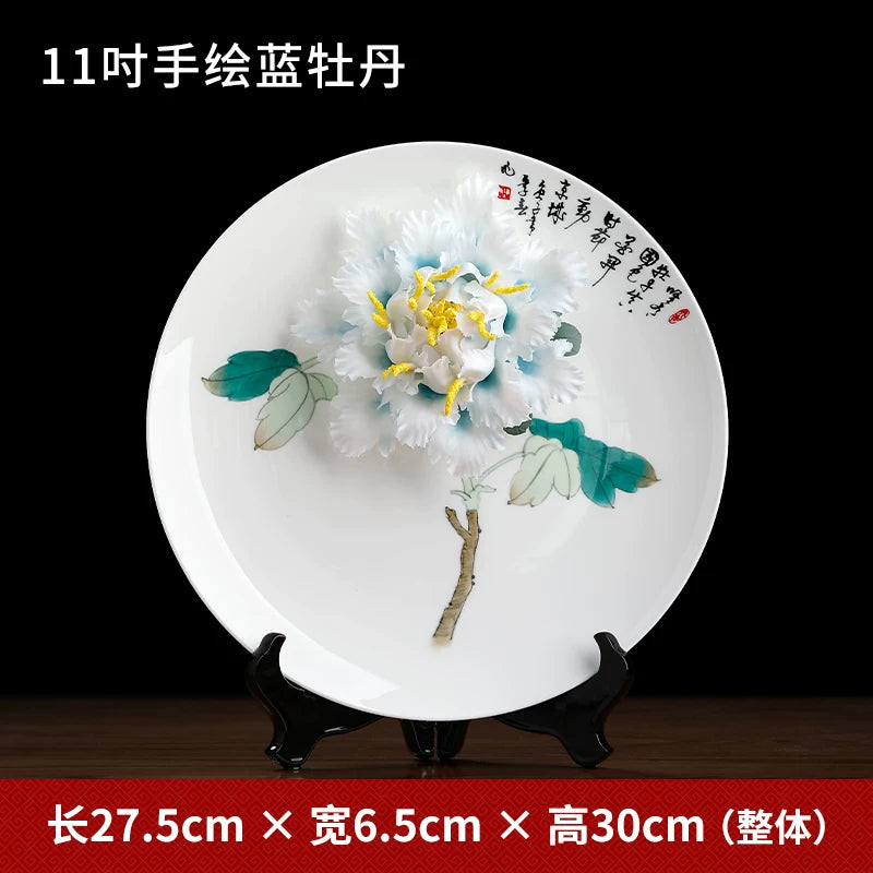 Ceramic hand-painted hanging plate ornament home living room TV cabinet wine cabinet entrance Bogu rack decoration creative crafts