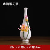 Ceramic handmade vase ornament high-end new Chinese-style living room atmosphere light luxury lotus luxury atmosphere decoration crafts
