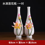 Ceramic handmade vase ornament high-end new Chinese-style living room atmosphere light luxury lotus luxury atmosphere decoration crafts