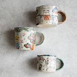 Handmade original screen underglaze color hand-painted cat mug coffee cup water cup girlfriend gift with gift box