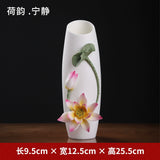 Ceramic handmade vase ornament high-end new Chinese-style living room atmosphere light luxury lotus luxury atmosphere decoration crafts