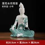 Ceramic ornament "Lotus Water Moon Guanyin" Viewed from Nanhai Guanyin Bodhisattva worshiping household Buddha statues