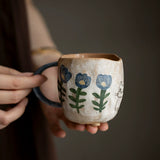 Handmade hand-painted underglaze color pure handmade cat mug original ceramic tea set coffee cup girlfriend gift