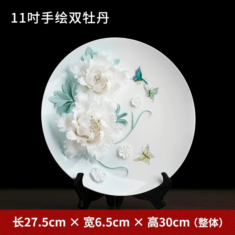 Ceramic hand-painted hanging plate ornament home living room TV cabinet wine cabinet entrance Bogu rack decoration creative crafts