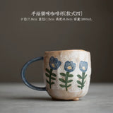 Handmade hand-painted underglaze color pure handmade cat mug original ceramic tea set coffee cup girlfriend gift