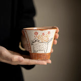 Handmade hand-painted underglaze cat coffee cup original ceramic simple cute teacup water cup girlfriend gift