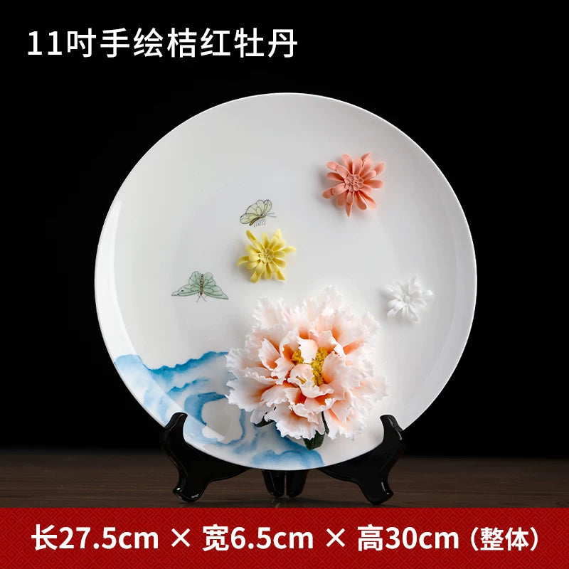 Ceramic hand-painted hanging plate ornament home living room TV cabinet wine cabinet entrance Bogu rack decoration creative crafts
