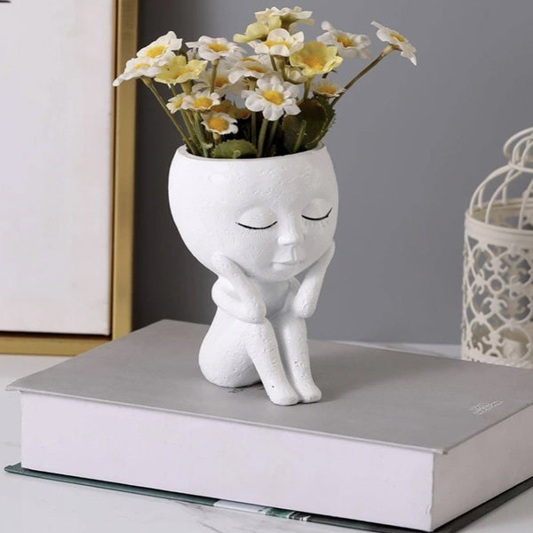 Resin Vase Girl Doll Succulent Plant Desktop Home | Ceramic Vase | RB&RAMICS