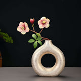 Premium Gold Ceramic Vase, Modern Vase for Minimalist  Decor, Hollow Round Matte Pampas Flower Vases for Boho Home Wedding Party Room Dinner Table Shelf Decor | LAMDAWN