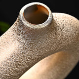 Premium Gold Ceramic Vase, Modern Vase for Minimalist  Decor, Hollow Round Matte Pampas Flower Vases for Boho Home Wedding Party Room Dinner Table Shelf Decor - LAMDAWN