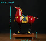 Ceramic Horse Ornament “General's Horse” Home Decor Craft(Red)