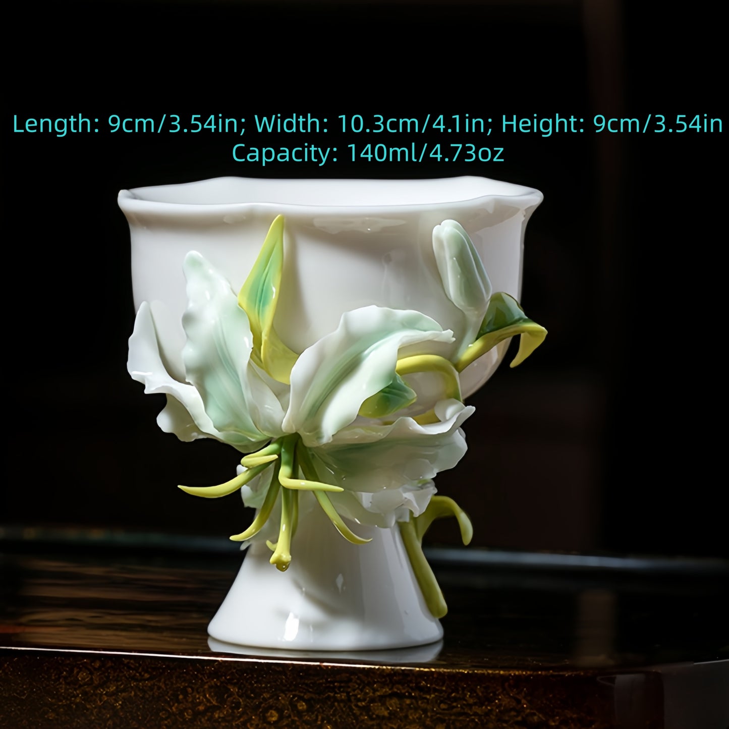 Intangible Cultural Heritage Hand-Painted Ceramic Lily Tea Cup - 100% Handcrafted