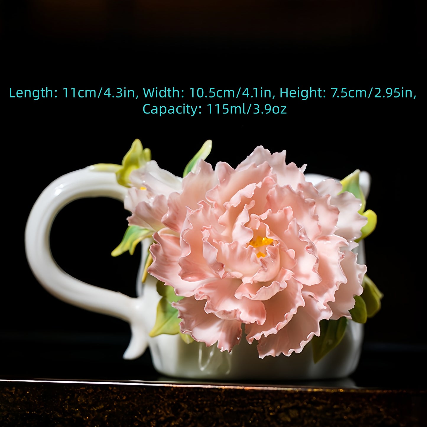 Hand-Sculpted Ceramic Peony Flower Coffee Cup - 100% Handcrafted