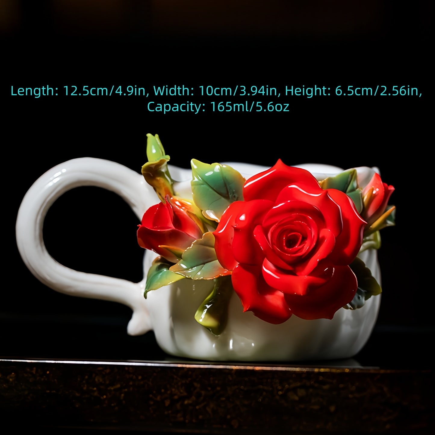 Intangible Cultural Heritage Hand-Crafted Ceramic Rose Cup Coffee Mug - 100% Handmade