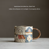 Handmade original screen underglaze color hand-painted cat mug coffee cup water cup girlfriend gift with gift box