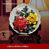 Ceramic handicrafts, peony hanging plate art ornaments, new Chinese living room decorative handicrafts, housewarming gifts