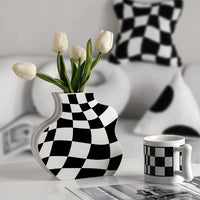 Checkerboard Ceramic Vase Ornaments