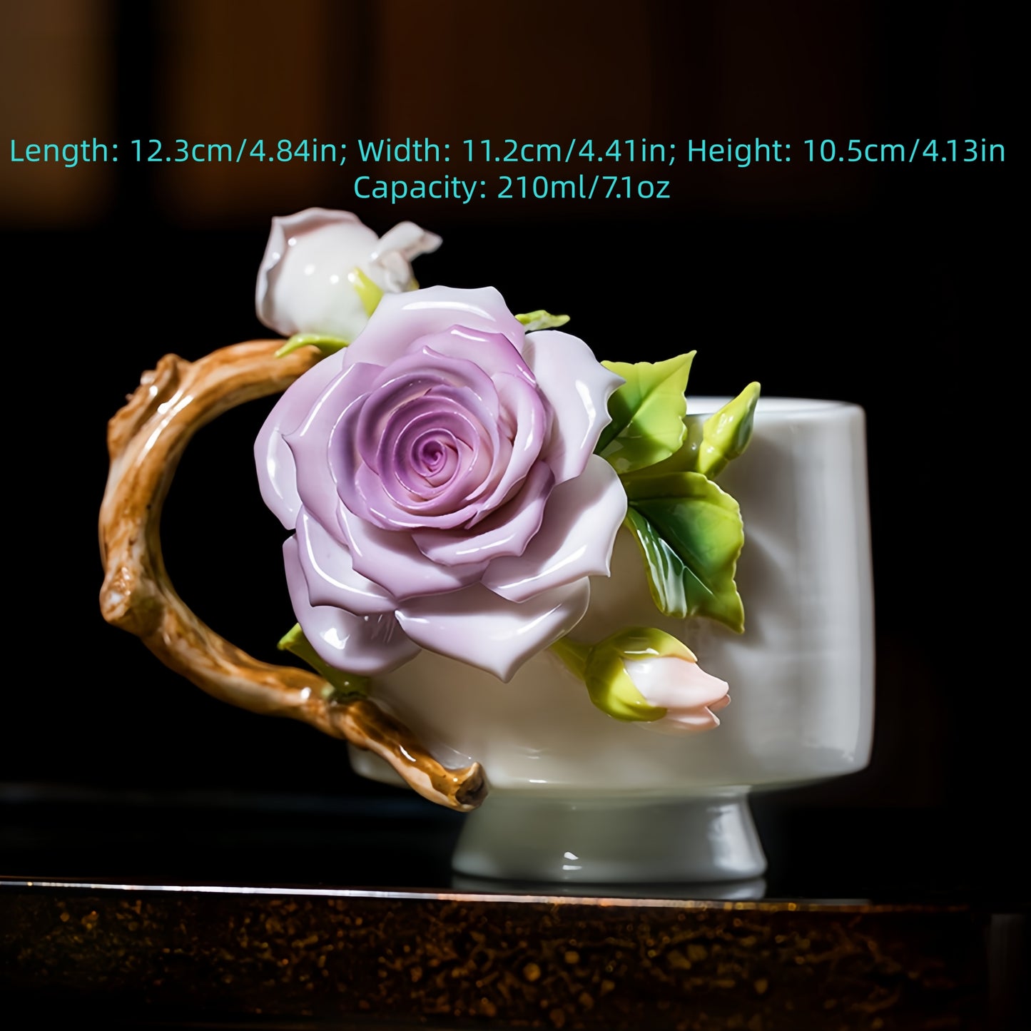 Rose Tea Cup - Intangible Cultural Heritage Hand-Painted Floral Ceramic Cup & Coffee Mug - 100% Handcrafted