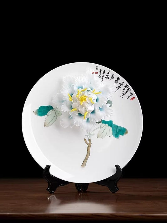 Ceramic hand-painted hanging plate ornament home living room TV cabinet wine cabinet entrance Bogu rack decoration creative crafts