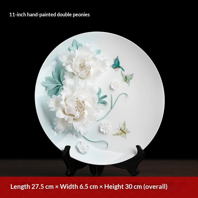 Ceramic hand-painted hanging plate ornament home living room TV cabinet wine cabinet entrance Bogu rack decoration creative crafts