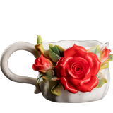 Intangible Cultural Heritage Hand-Crafted Ceramic Rose Cup Coffee Mug - 100% Handmade