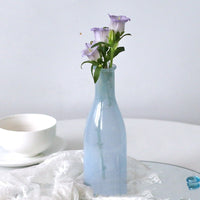 White Blue Glass Small Vase Living Room Flower Arrangement Decoration High Sense Niche Morandi Restaurant Decoration