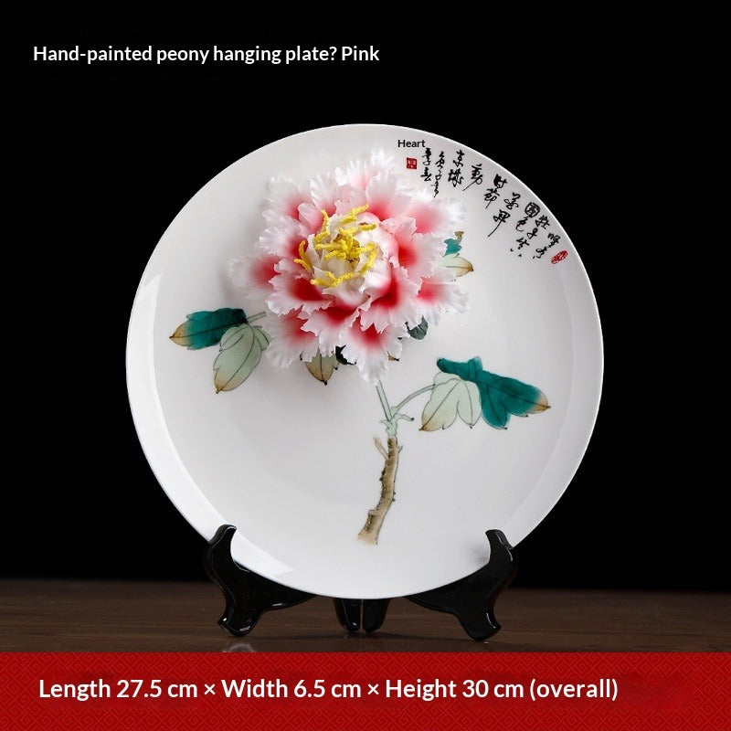 Ceramic hand-painted hanging plate ornament home living room TV cabinet wine cabinet entrance Bogu rack decoration creative crafts