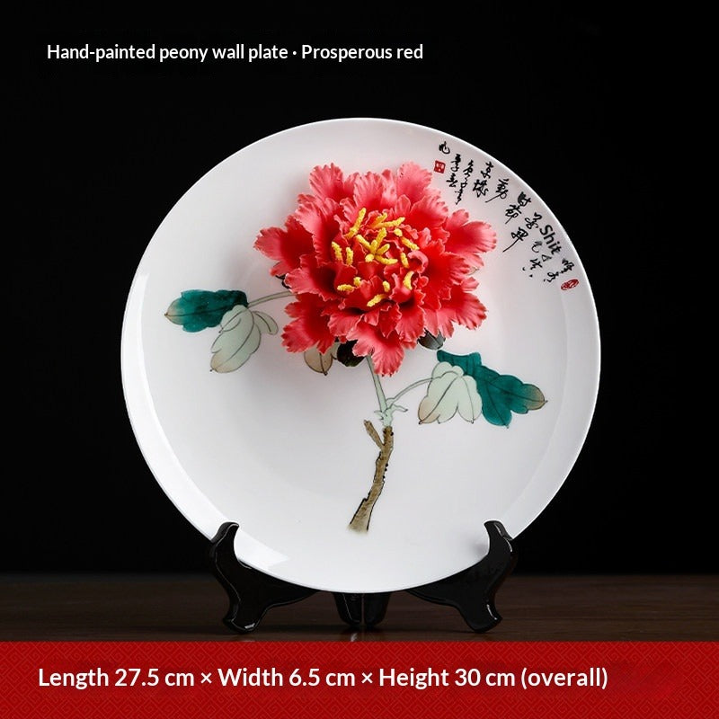 Ceramic hand-painted hanging plate ornament home living room TV cabinet wine cabinet entrance Bogu rack decoration creative crafts