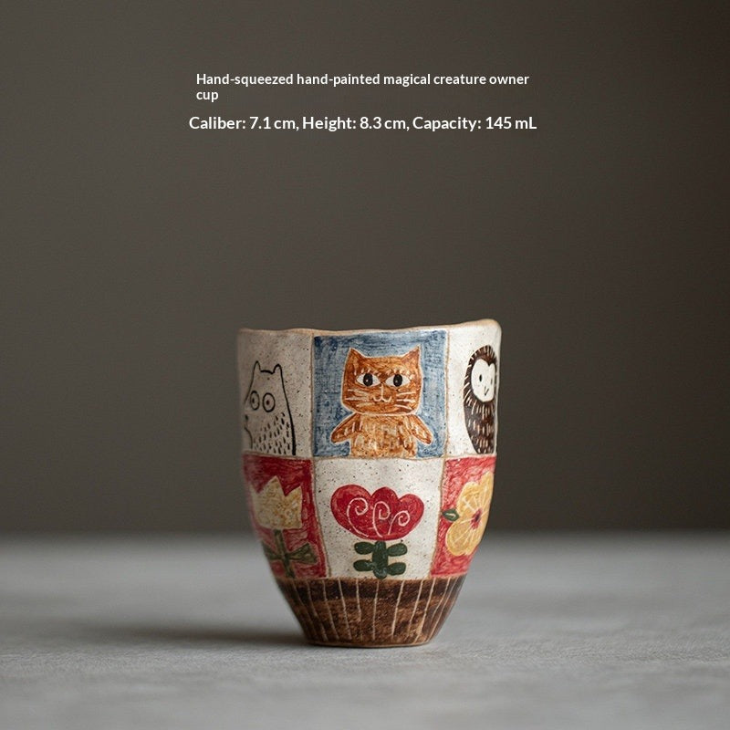 Handmade hand-squeezed hand-painted magical animal ceramic teacup Original tea set Pure handmade coffee cup Girlfriend gift