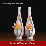 Ceramic handmade vase ornament high-end new Chinese-style living room atmosphere light luxury lotus luxury atmosphere decoration crafts