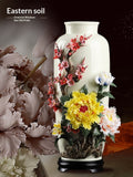 Oriental clay Chinese handmade ceramic flower vase ornaments living room flower arrangements Bogu rack porcelain decoration crafts