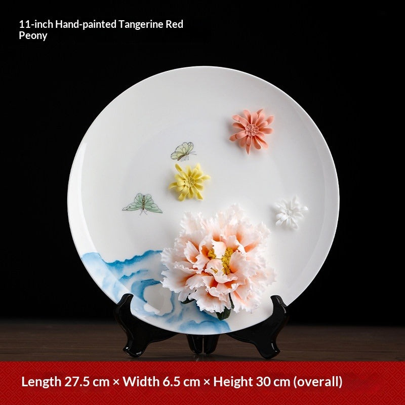 Ceramic hand-painted hanging plate ornament home living room TV cabinet wine cabinet entrance Bogu rack decoration creative crafts