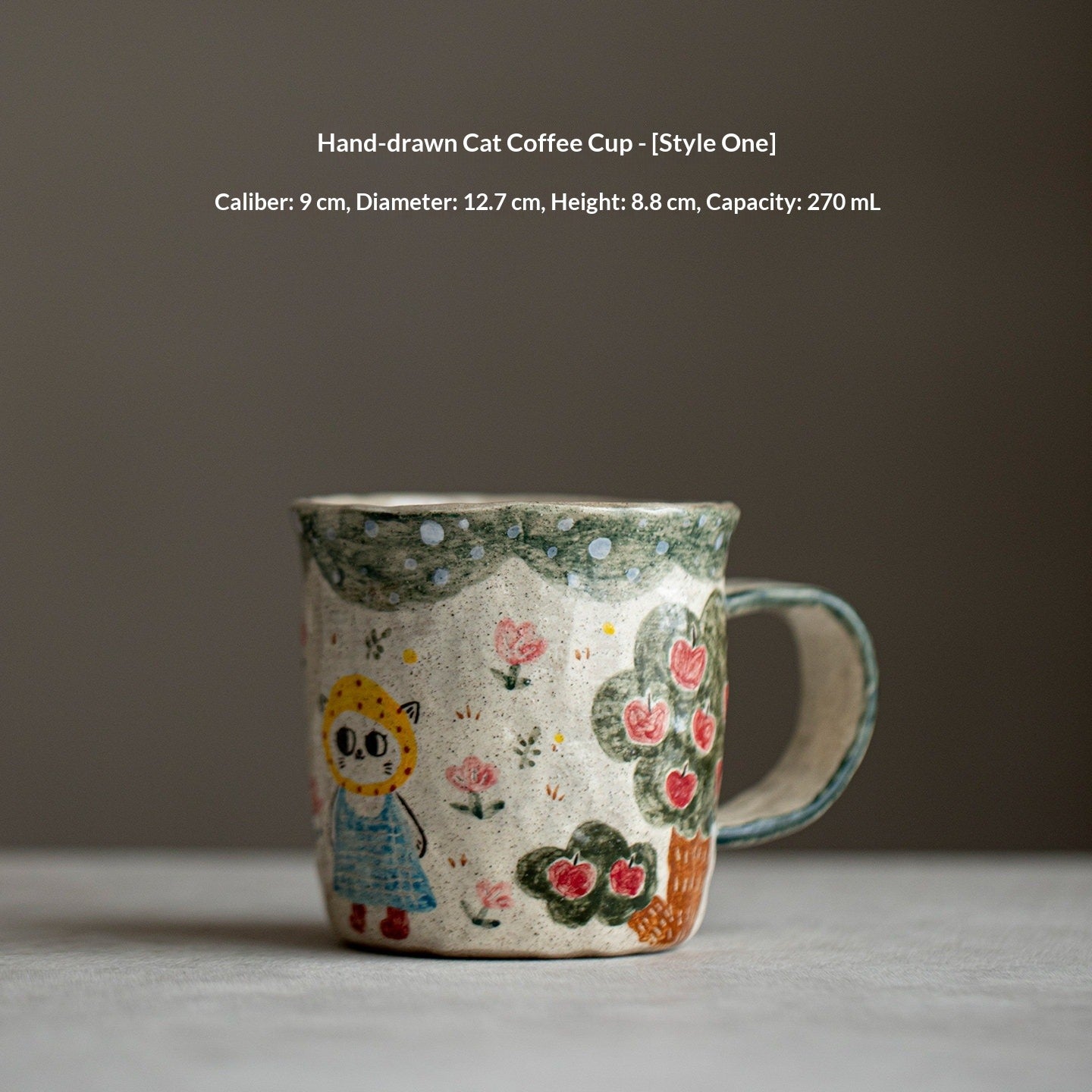 Handmade original screen underglaze color hand-painted cat mug coffee cup water cup girlfriend gift with gift box