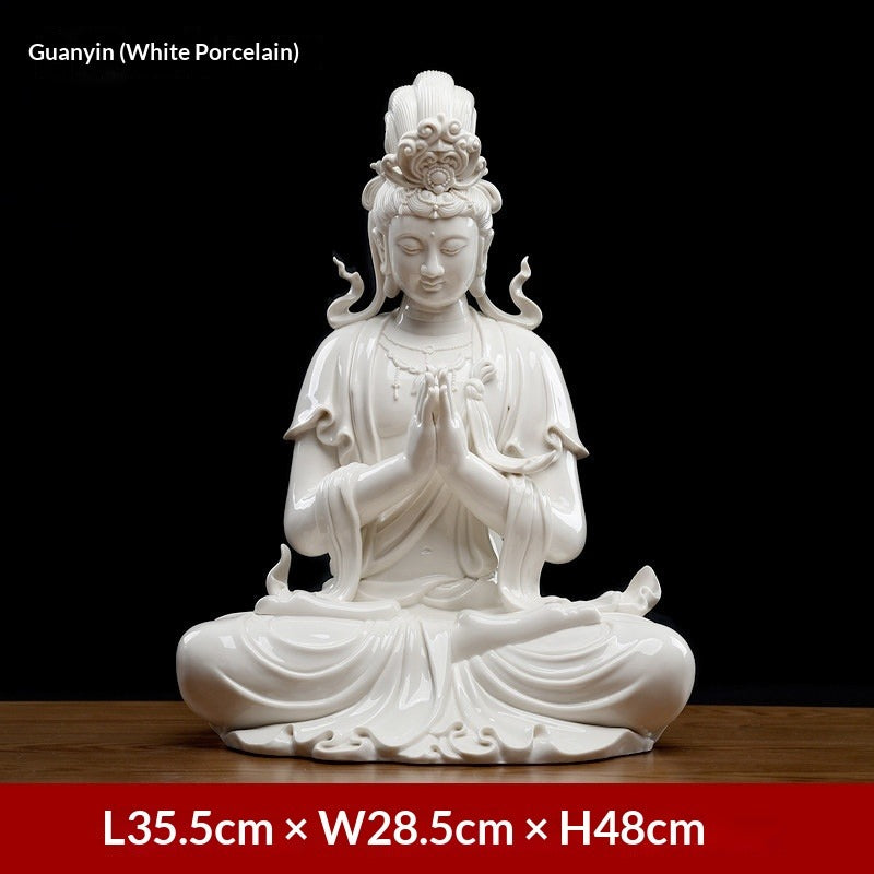 Ceramic ornament "Lotus Water Moon Guanyin" Viewed from Nanhai Guanyin Bodhisattva worshiping household Buddha statues
