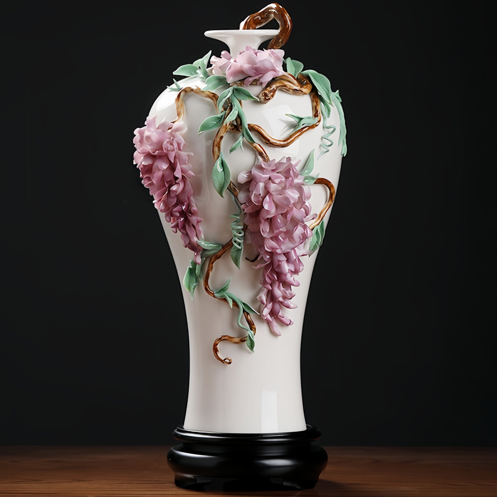 Intangible Cultural Heritage Hand-Crafted Ceramic Wisteria Flower