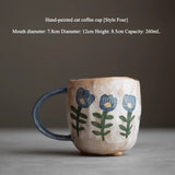 Handmade hand-painted underglaze color pure handmade cat mug original ceramic tea set coffee cup girlfriend gift