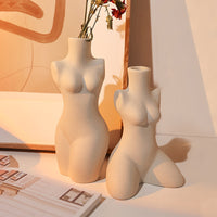 Body Modeling Art Vase Silent Style Ceramic Vase Sculpture White Plain Embryo Flower Vase