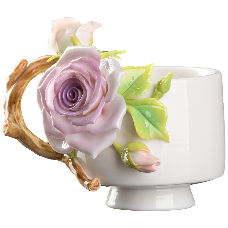 Rose Tea Cup - Intangible Cultural Heritage Hand-Painted Floral Ceramic Cup & Coffee Mug - 100% Handcrafted