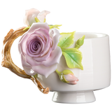 Rose Tea Cup - Intangible Cultural Heritage Hand-Painted Floral Ceramic Cup & Coffee Mug - 100% Handcrafted