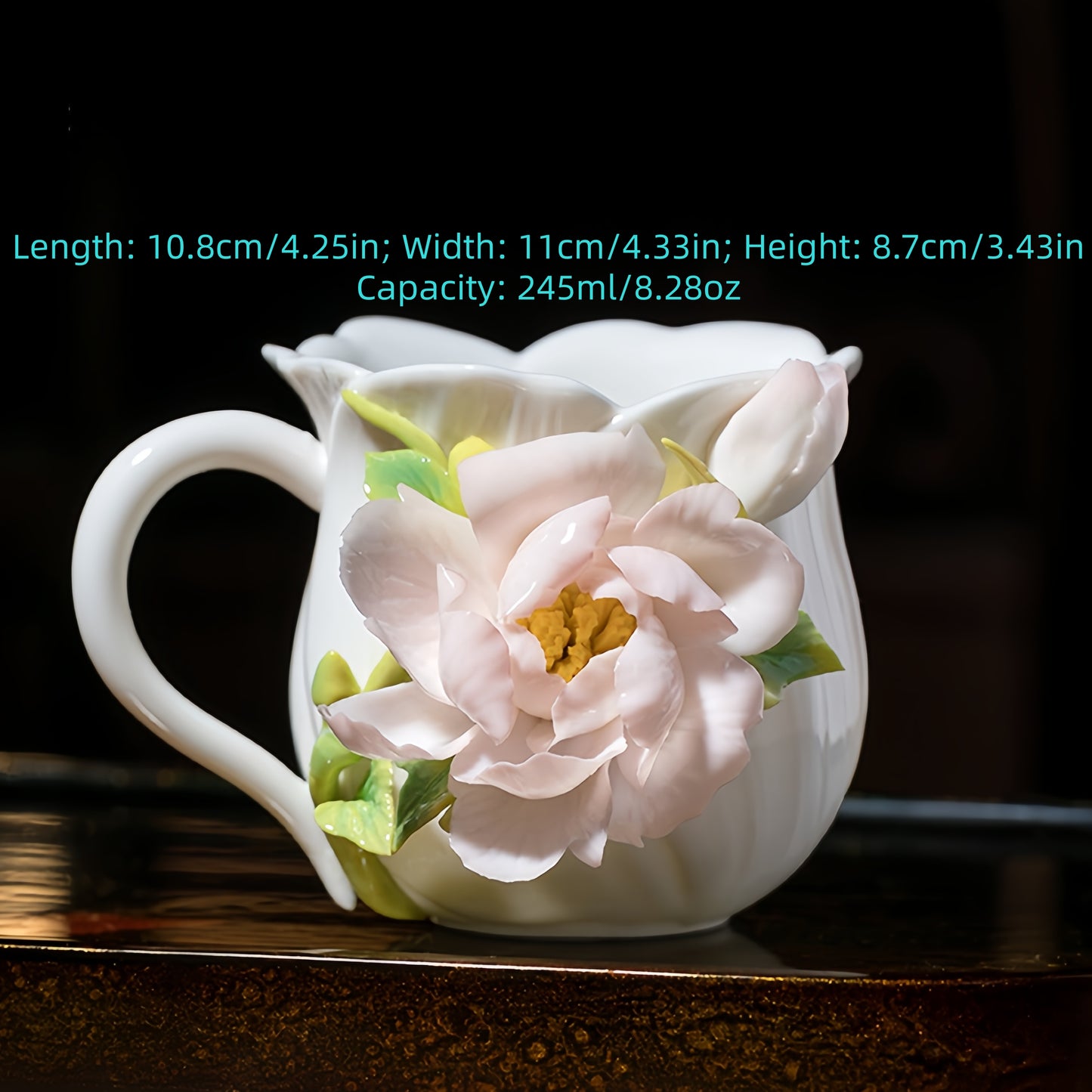 Intangible Cultural Heritage Hand-Sculpted Ceramic Peony Flower Water Cup Coffee Mug(pink) - 100% Handcrafted