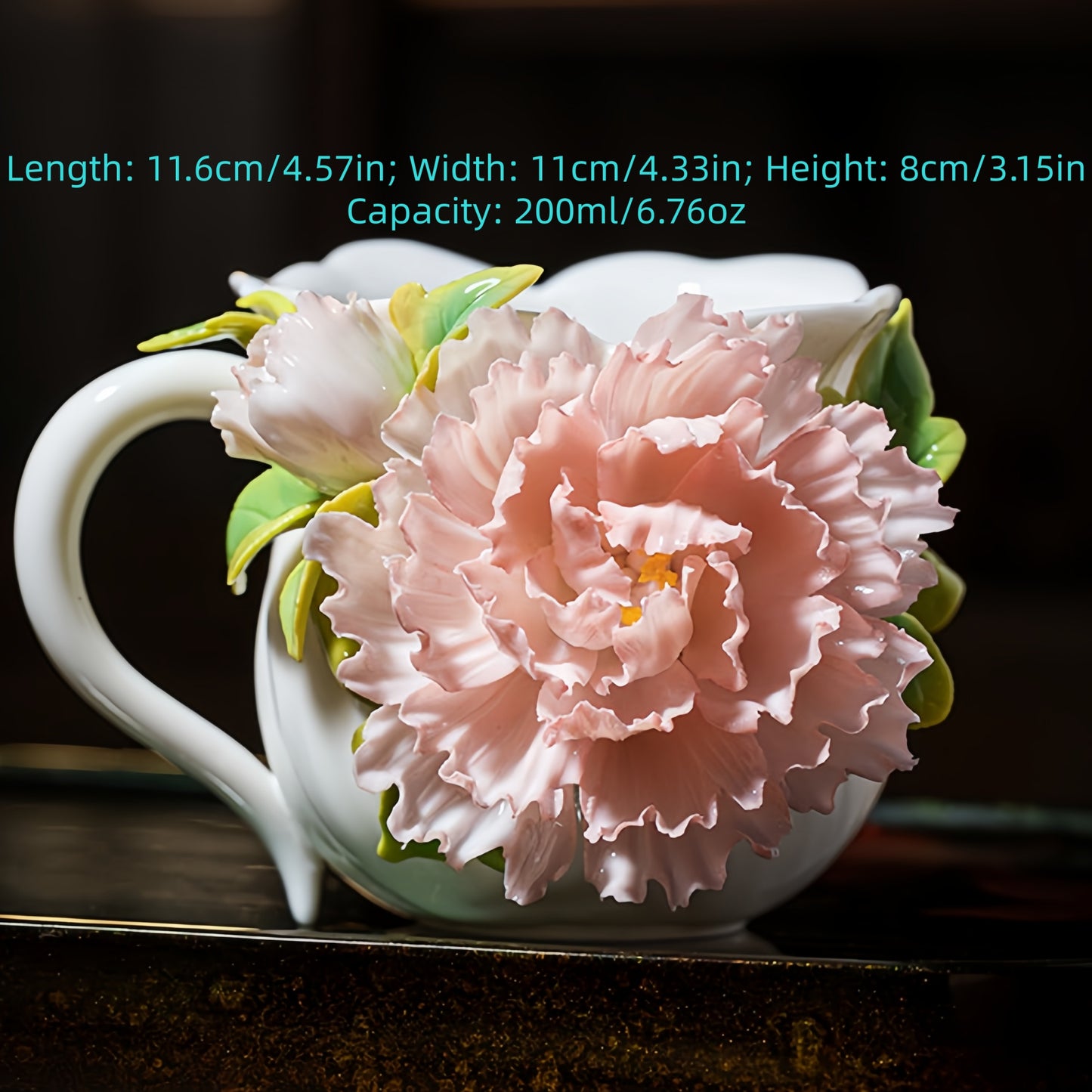 Intangible Cultural Heritage Hand-Sculpted Floral Ceramic Cup (Flower Glow - Pink Blush) - 100% Handcrafted