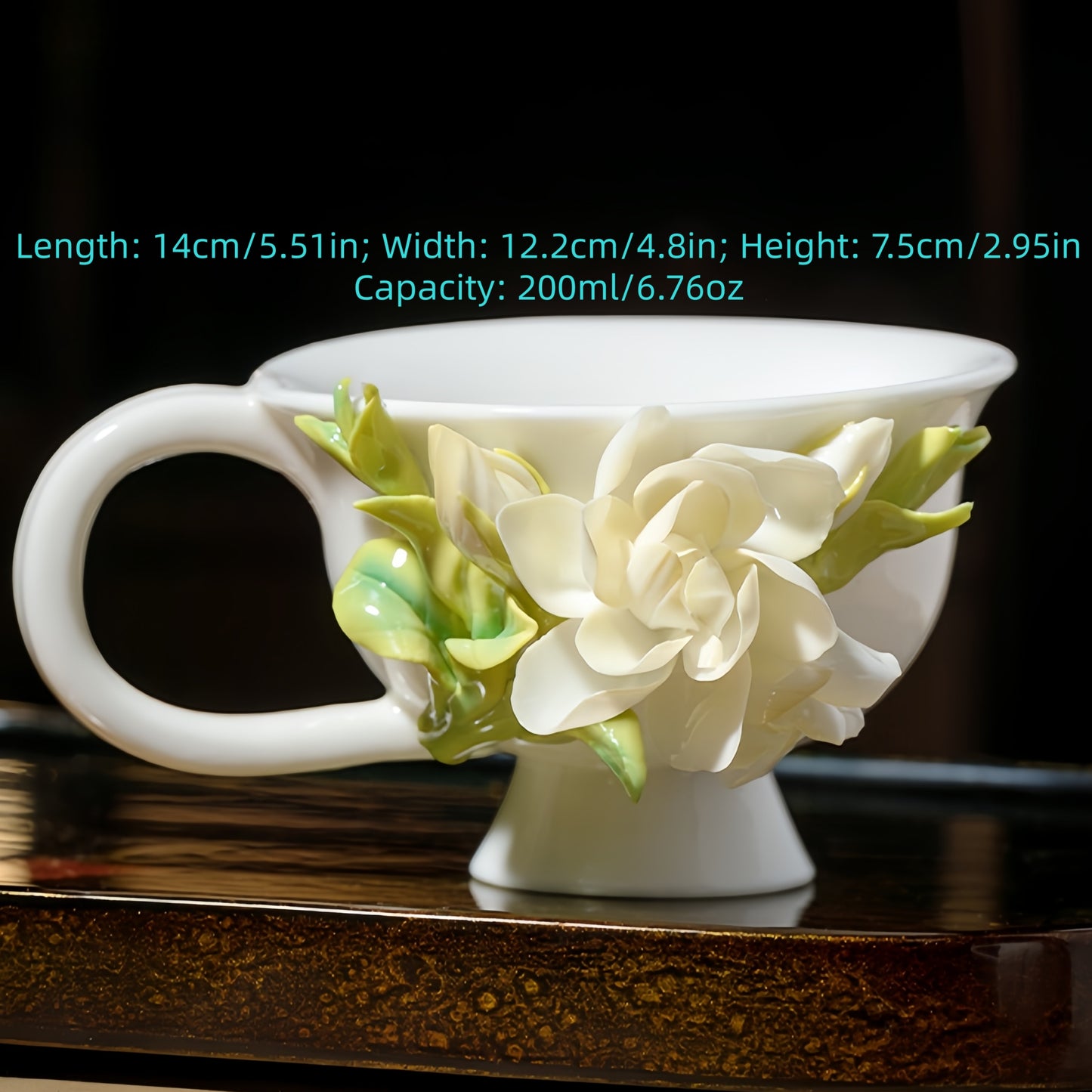 Intangible Cultural Heritage Hand-Sculpted Ceramic Gardenia Flower Water Cup & Coffee Cup - 100% Handcrafted
