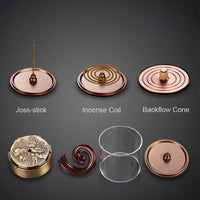 Backflow Incense Burner Cone Incense Holder and Copper Holder - Made Up of the Copper Fitting, Purely Manmade, Perfect Workmanship - LAMDAWN