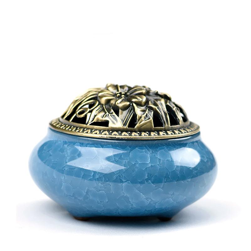 LAMDAWN Ceramic Incense Burner with Incense Stick Holder + Insulation use for Stick or Coil Incense, Cones and Frankincense (Sky Blue) | INCENSE BURNER | LAMDAWN