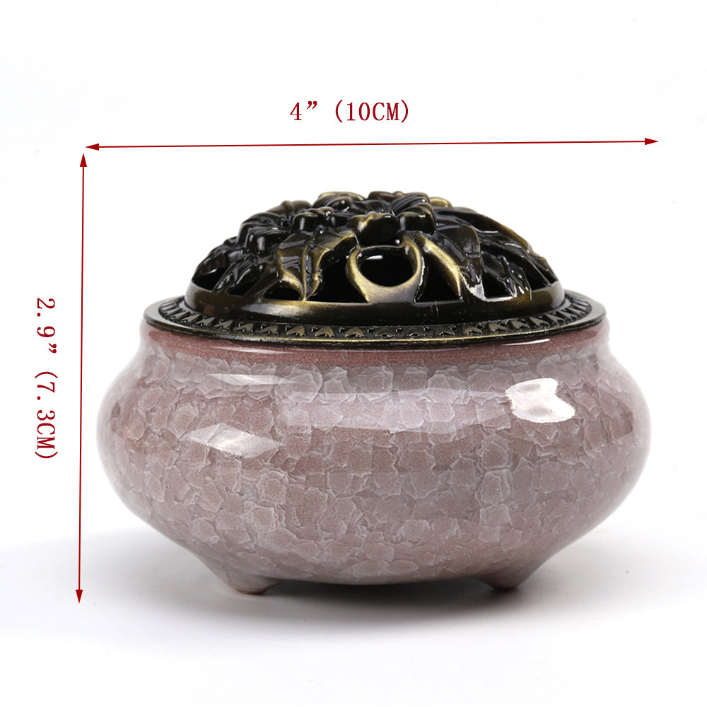 LAMDAWN Ceramic Incense Burner with Incense Stick Holder + Insulation use for Stick or Coil Incense, Sage Cones and Frankincense - LAMDAWN